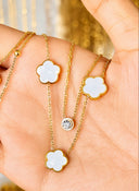 Onyx Clover Necklace – White