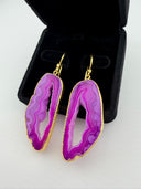 Natural stone gold plated agate earrings