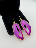 Natural stone gold plated agate earrings