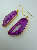 Natural stone gold plated agate earrings