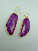 Natural stone gold plated agate earrings