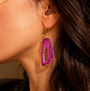 Natural stone gold plated agate earrings