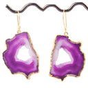 Natural stone gold plated agate earrings