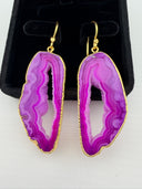 Natural stone gold plated agate earrings