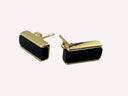 Black Onyx Stud Earrings featuring polished black onyx stone in a gold-tone rectangular setting.
