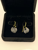 Black Onyx Checker Cut Heart Drop Earrings | 18K Gold Plated Brass