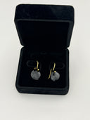 Black Onyx Checker Cut Heart Drop Earrings | 18K Gold Plated Brass
