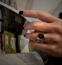 Gold Contessa statement ring with black onyx natural stone