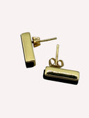 Black Onyx Stud Earrings featuring polished black onyx stone in a gold-tone rectangular setting.