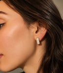 Shop the Blanka Stud Earrings featuring natural white sugar druzy stone and 18k gold-plated brass. Elegant, lightweight earrings designed for everyday luxury.