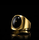 Statement Gold ring with natural black onyx stone