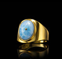 Natural Larimar Stone Gold Statement Ring