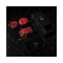 Cherry red pebble leather phone case with magnetic wallet and coin purse