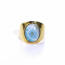 Natural Larimar Stone Gold Statement Ring