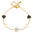 Onyx Black & White Heart Chain Bracelet