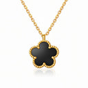 Onyx Clover Medallion Necklace – Black