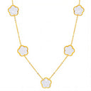 Onyx Clover Necklace – White