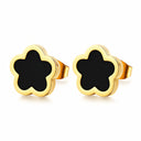 Onyx Clover Stud Earrings – Black