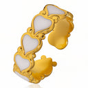 Onyx Heart Ring – White (Adjustable)
