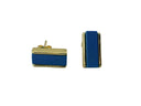 urquoise bar stud earrings with 18K gold plated brass frame displayed in a black velvet jewelry box. The earrings feature a smooth rectangular natural turquoise gemstone set between two polished gold rails.