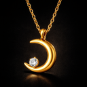 gold crescent moon pendant necklace with a zircon stone 