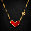 gold red heart necklace
