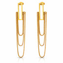 Onyx Cascade Chain Drop Earrings in 18K gold-plated stainless steel