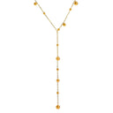 Onyx Celeste Beaded Lariat Necklace in PVD gold-plated stainless steel