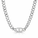 Polished stainless steel Cuban-chain necklace with geometric centre detail