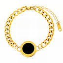 Onyx Intensity Nacre Bracelet in PVD gold-plated stainless steel with dark nacre medallion