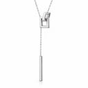 Silver stainless steel geometric interlocking-square lariat necklace