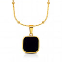 Onyx Noir Square Pendant Necklace in 18K gold-plated stainless steel with black centre