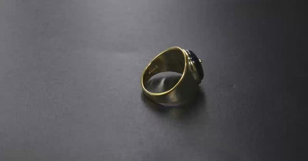 Natural Black Onyx Gold Statement RIng