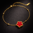 red and gold clover bracelet